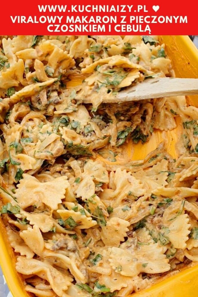 makaron z pieczonym czosnkiem i cebulą