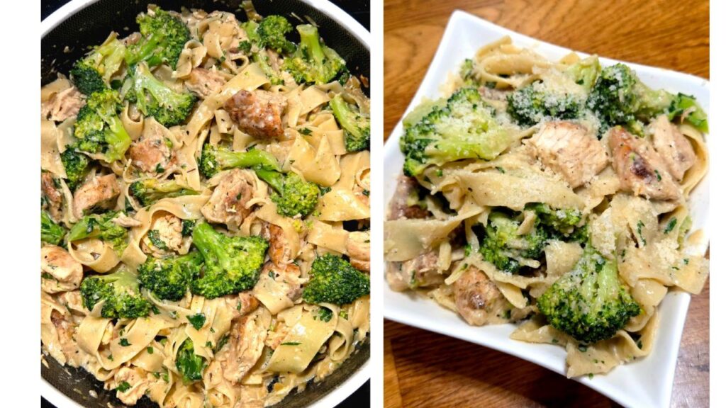 makaron z kurczakiem i brokułami