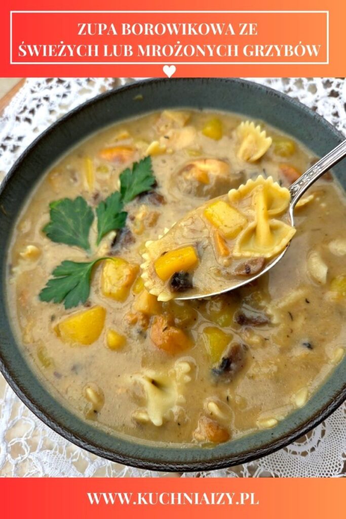 zupa borowikowa z mrożonych grzybów