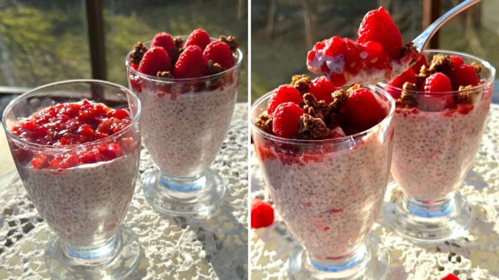 chia pudding z malinami