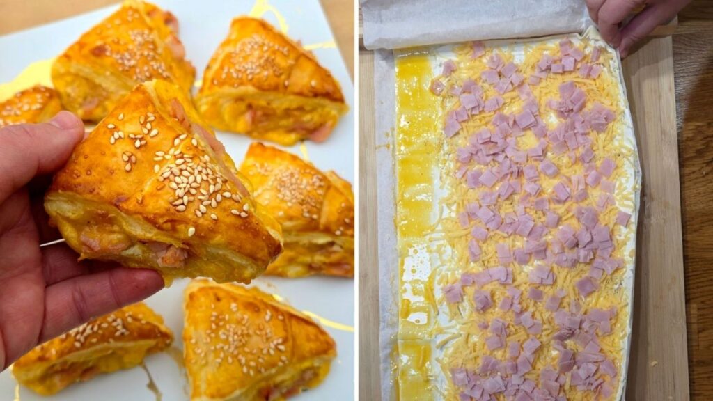 ciasto francuskie z serem i szynką