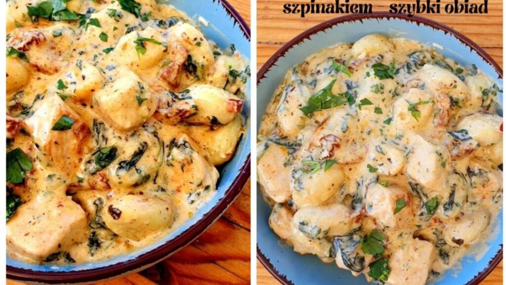 gnocchi z kurczakiem i szpinakiem
