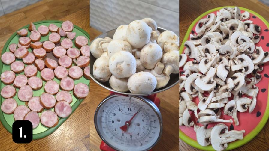 makaron-z-kielbasa-i-pieczarkami-przygotowanie-krok-1