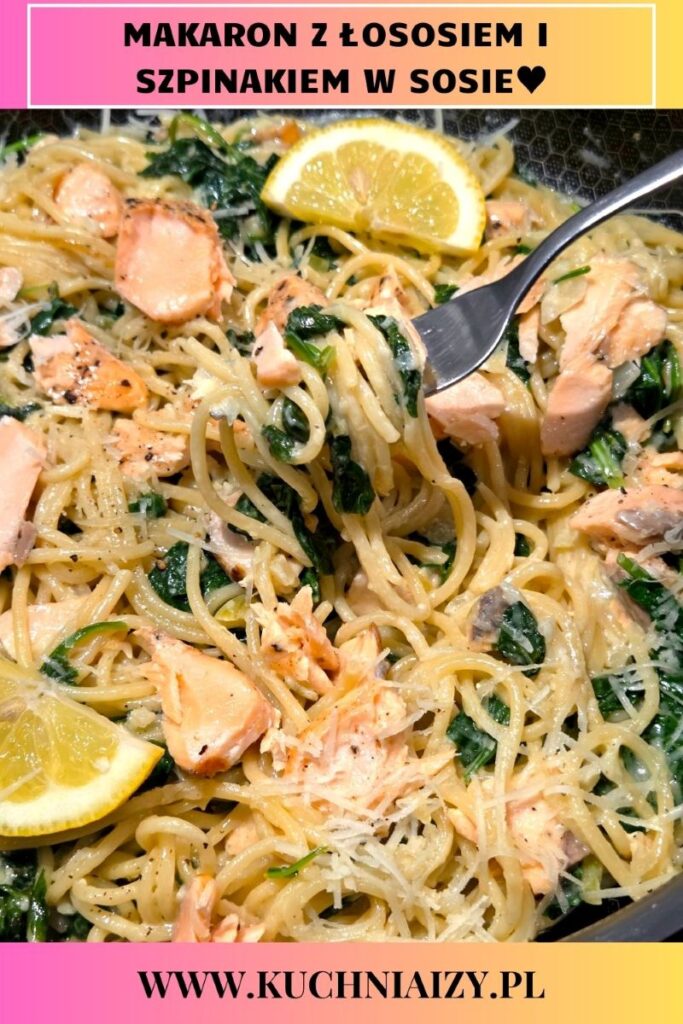 makaron z łososiem w sosie śmietanowym