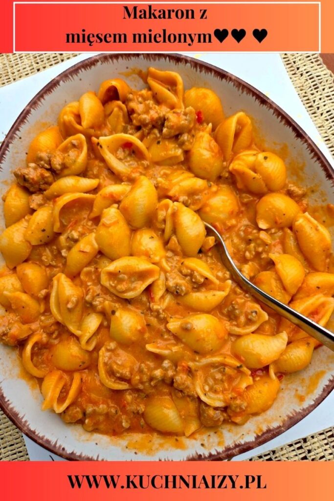 makaron muszelki z mięsem mielonym