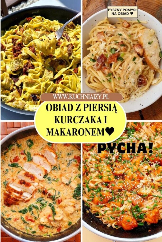 obiad z makaronem i kurczakiem