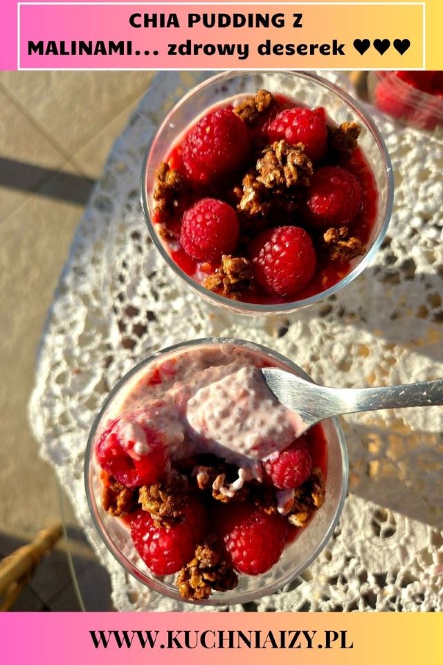 pudding chia z malinami i jogurtem